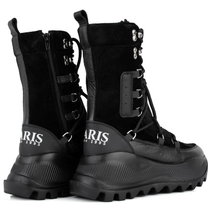 DARIS ДАМСКИ ОБУВКИ Дамски кожени спортни боти в черно w635