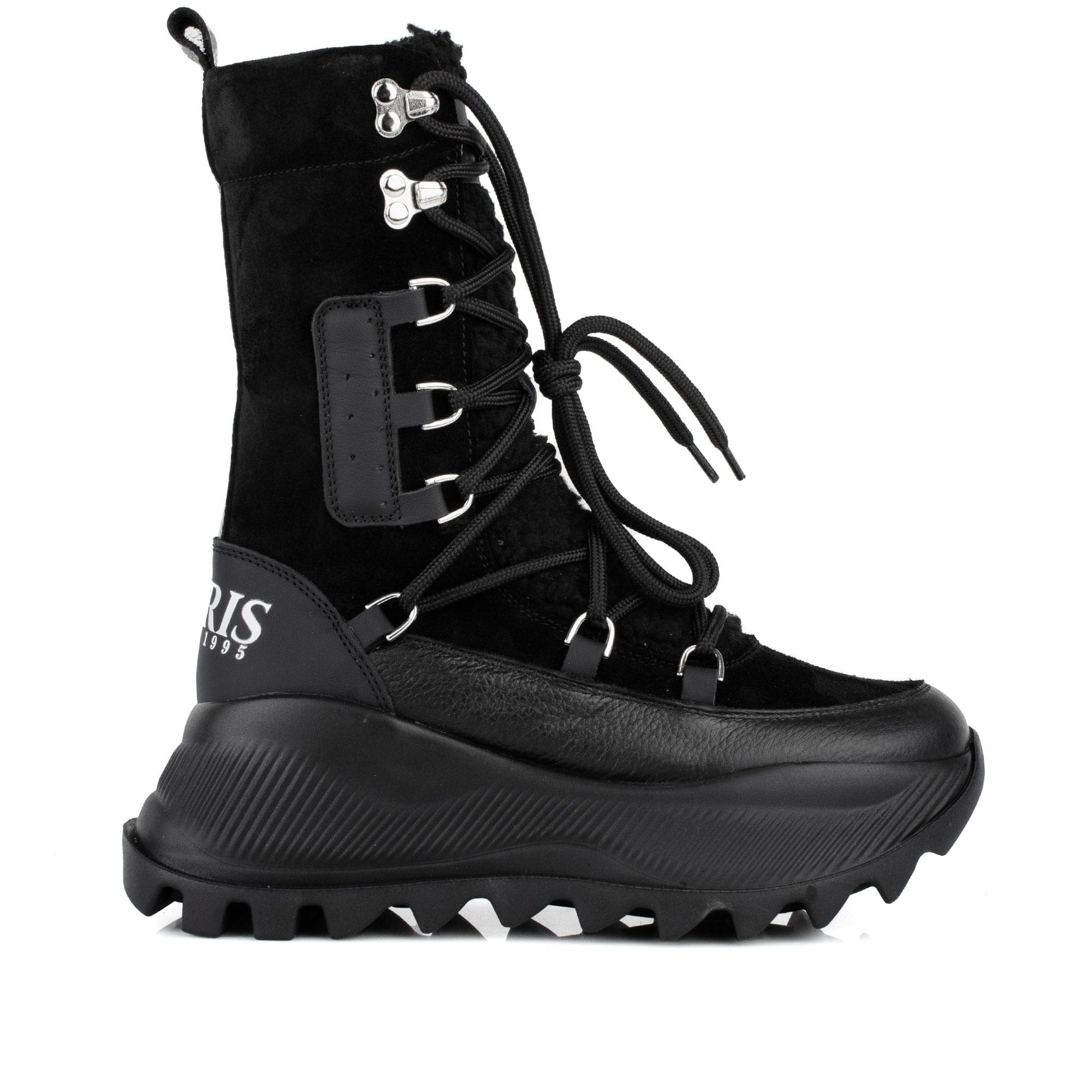 DARIS ДАМСКИ ОБУВКИ Дамски кожени спортни боти в черно w635