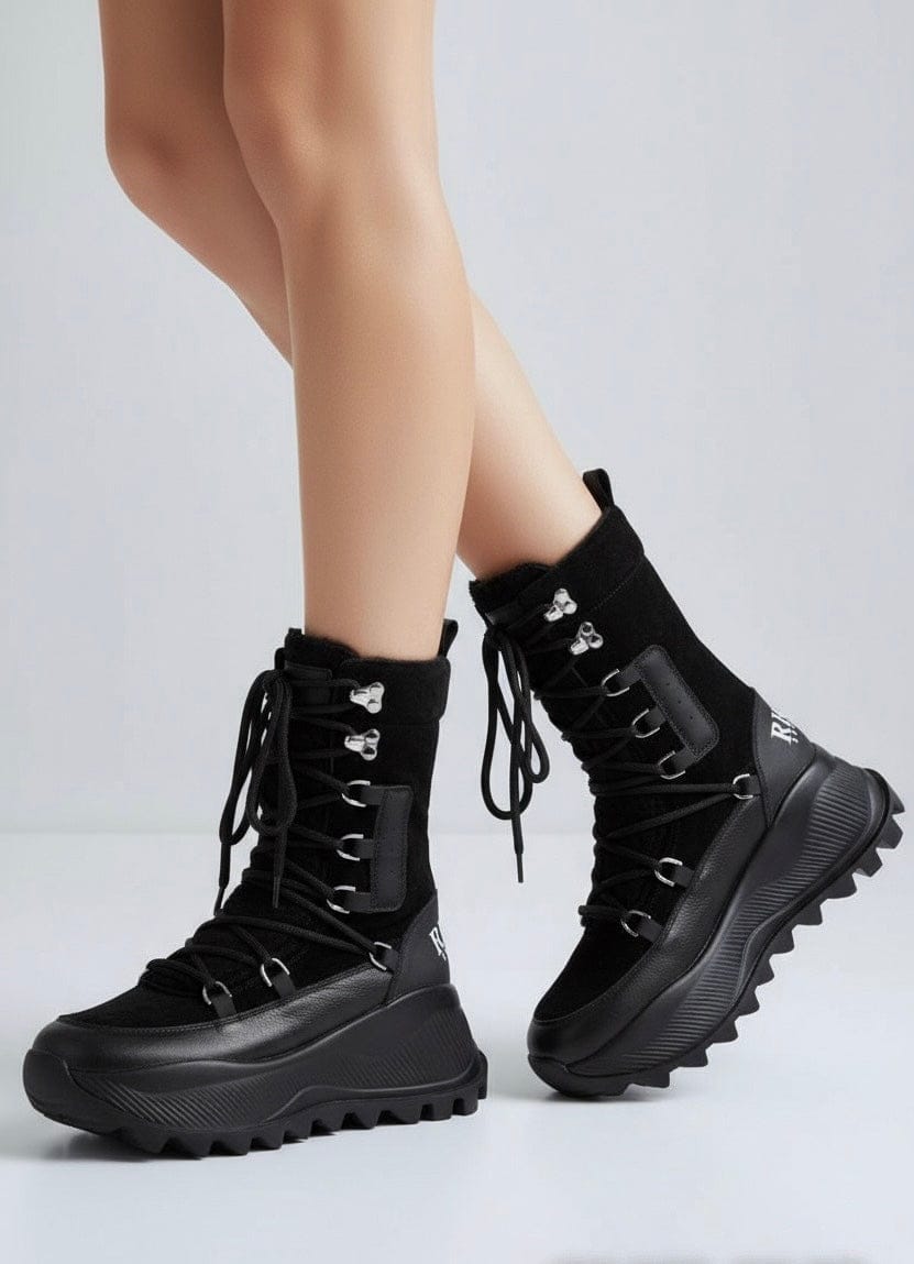 DARIS ДАМСКИ ОБУВКИ Дамски кожени спортни боти в черно w635