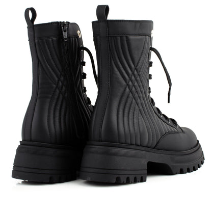 DARIS ДАМСКИ ОБУВКИ Дамски кожени боти с цип и връзки в черно w638