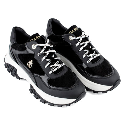 DARIS ДАМСКИ ОБУВКИ Дамски кожени сникърси в черно и бяло w645