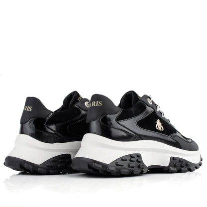 DARIS ДАМСКИ ОБУВКИ Дамски кожени сникърси в черно и бяло w645