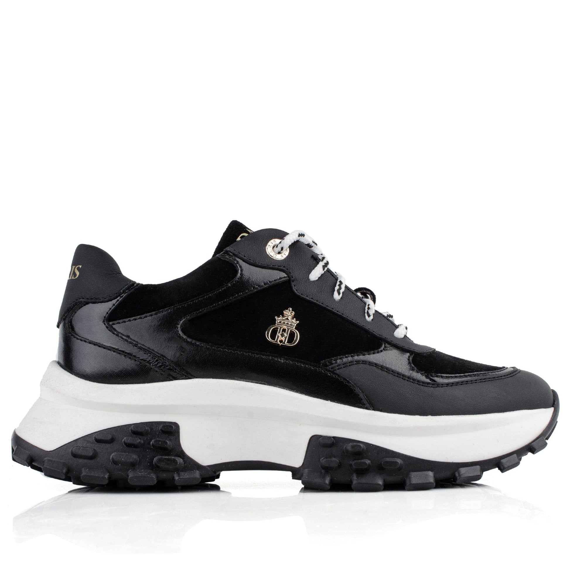 DARIS ДАМСКИ ОБУВКИ Дамски кожени сникърси в черно и бяло w645