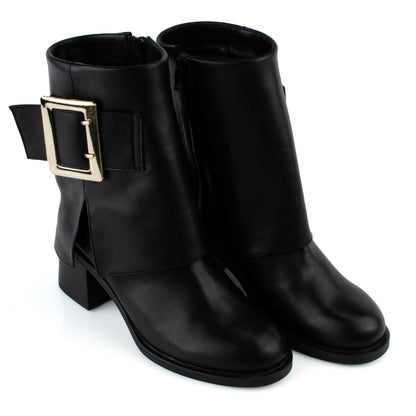 DARIS ДАМСКИ ОБУВКИ Дамски кожени боти в черно с цип w650