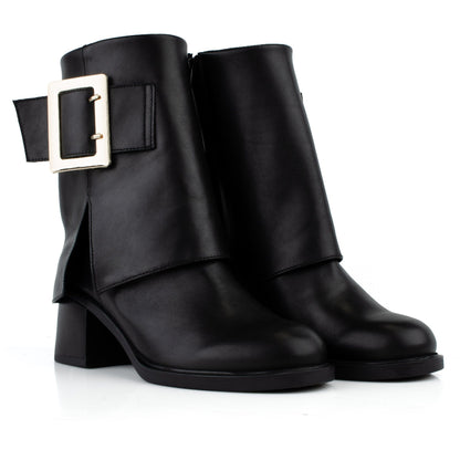 DARIS ДАМСКИ ОБУВКИ Дамски кожени боти в черно с цип w650