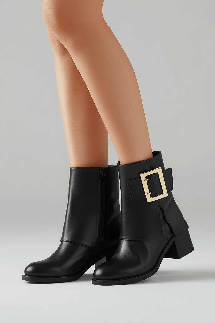 DARIS ДАМСКИ ОБУВКИ Дамски кожени боти в черно с цип w650