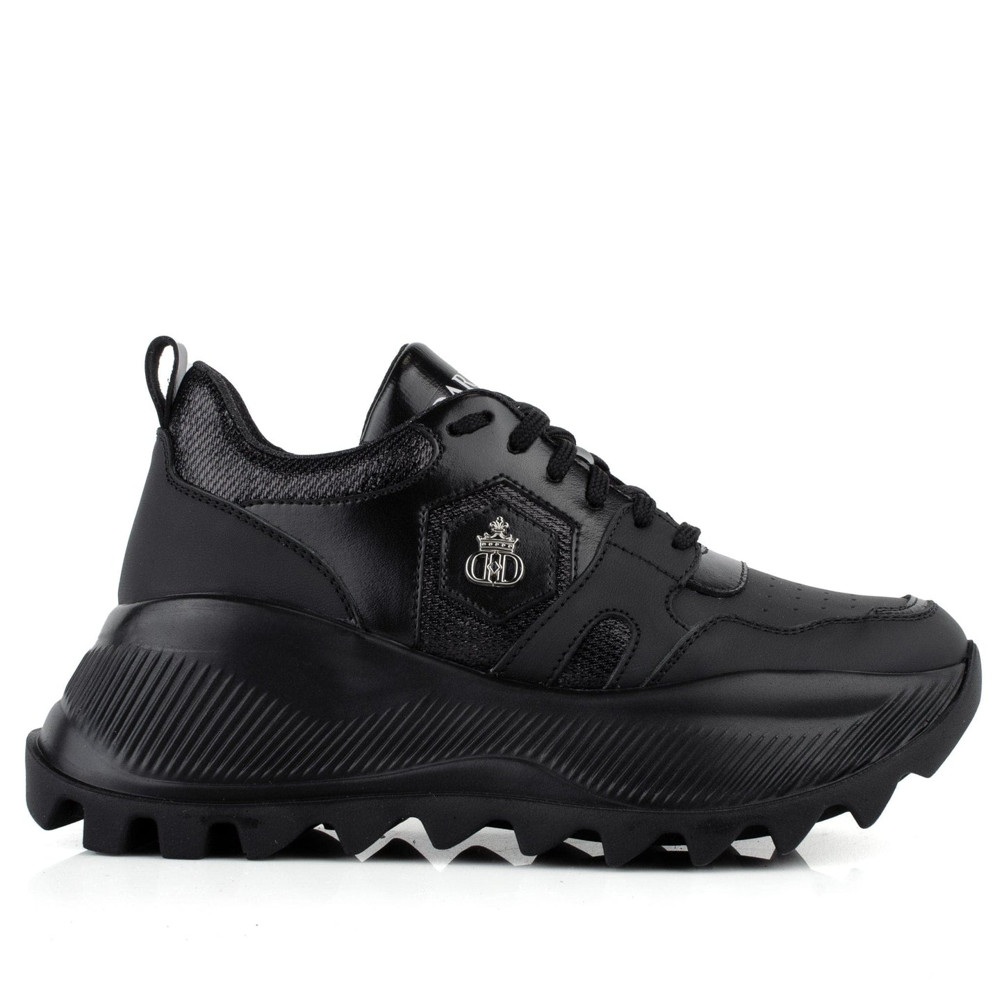 DARIS ДАМСКИ ОБУВКИ Дамски кожени сникърси в черно с платформа w652