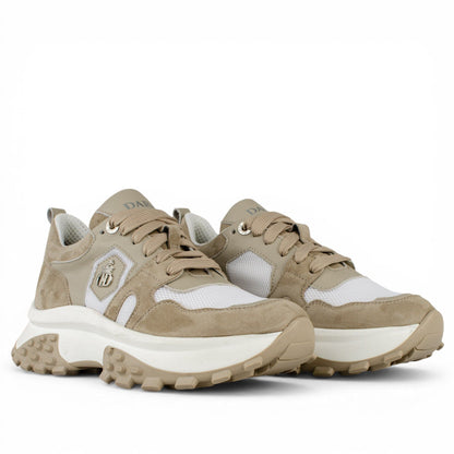 DARIS ДАМСКИ ОБУВКИ Дамски кожени сникърси в бежово и бяло w652