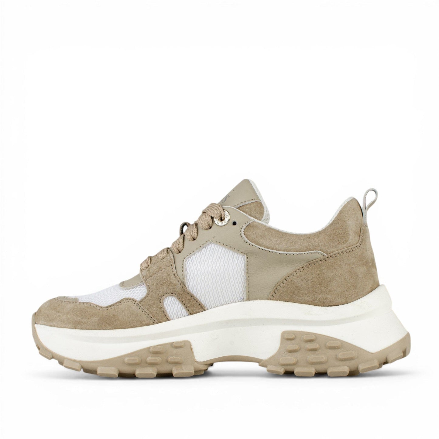 DARIS ДАМСКИ ОБУВКИ Дамски кожени сникърси в бежово и бяло w652