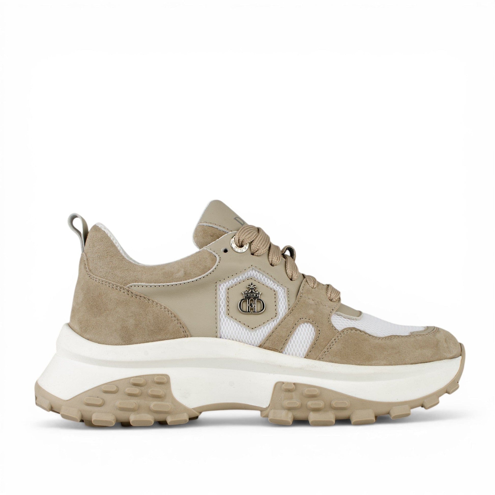 DARIS ДАМСКИ ОБУВКИ Дамски кожени сникърси в бежово и бяло w652