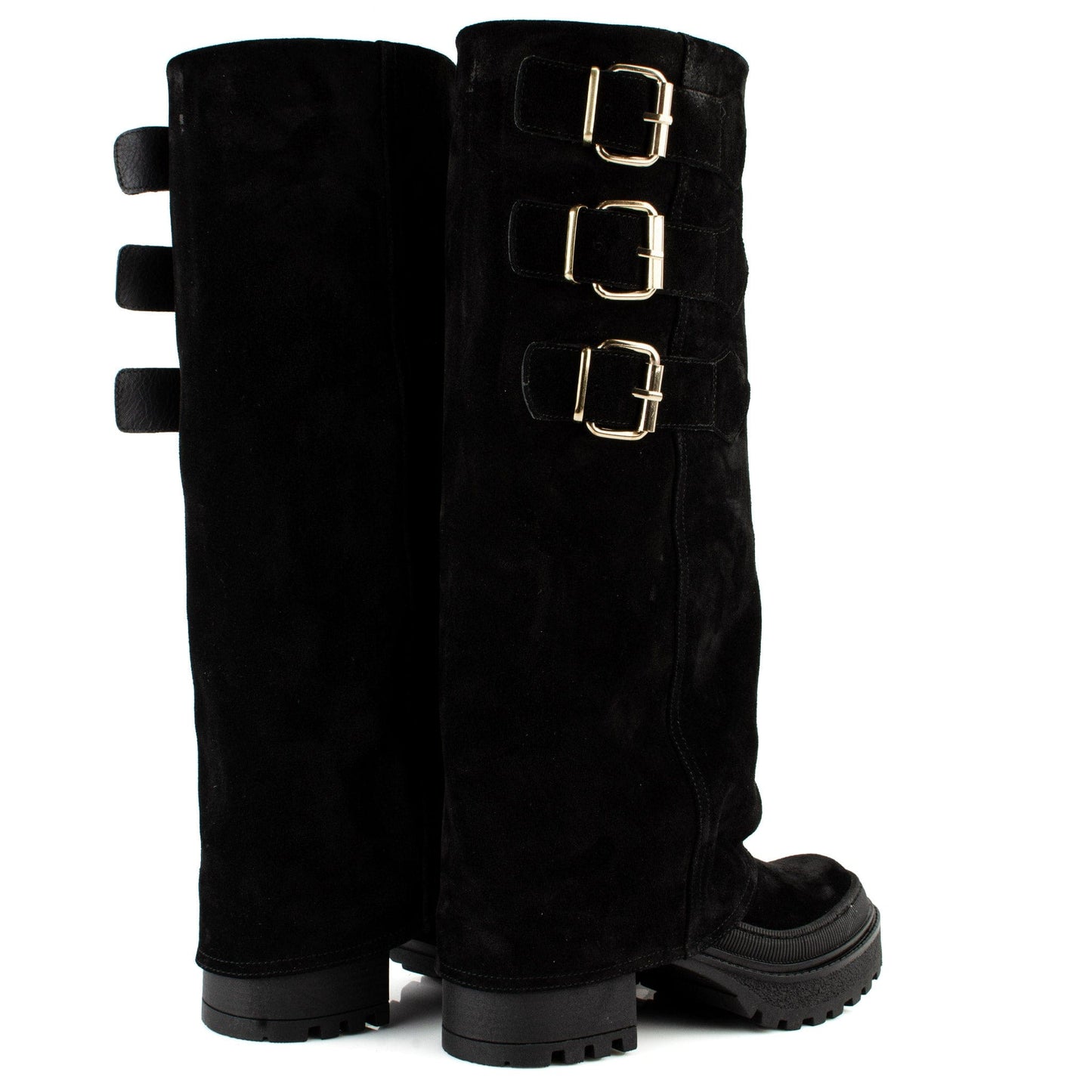 DARIS ДАМСКИ ОБУВКИ Лимитирани дамски велурени ботуши в черно w654