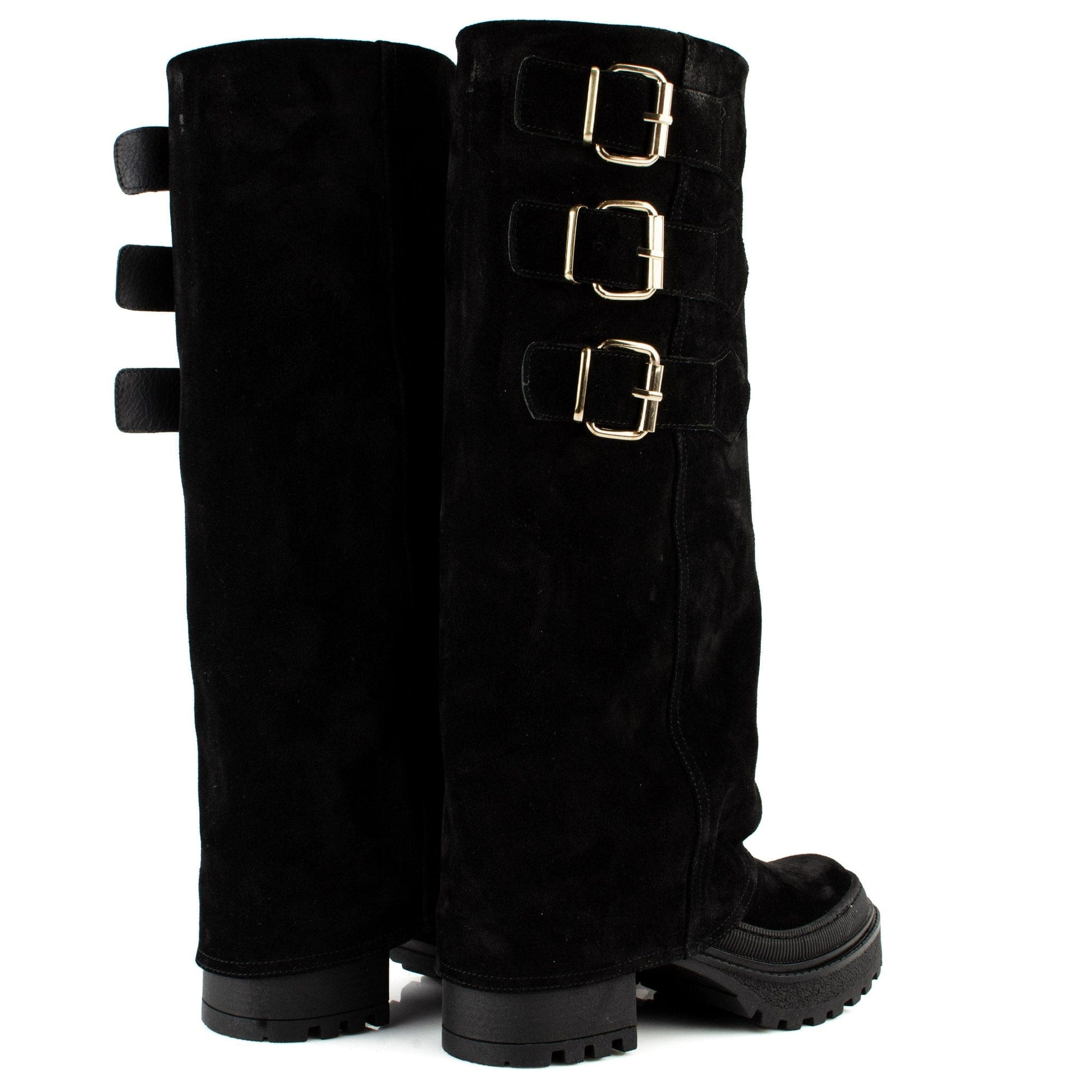 DARIS ДАМСКИ ОБУВКИ Лимитирани дамски велурени ботуши в черно w654