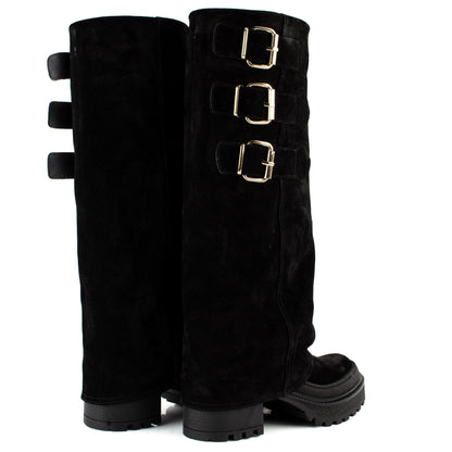 DARIS ДАМСКИ ОБУВКИ Лимитирани дамски велурени ботуши в черно w654