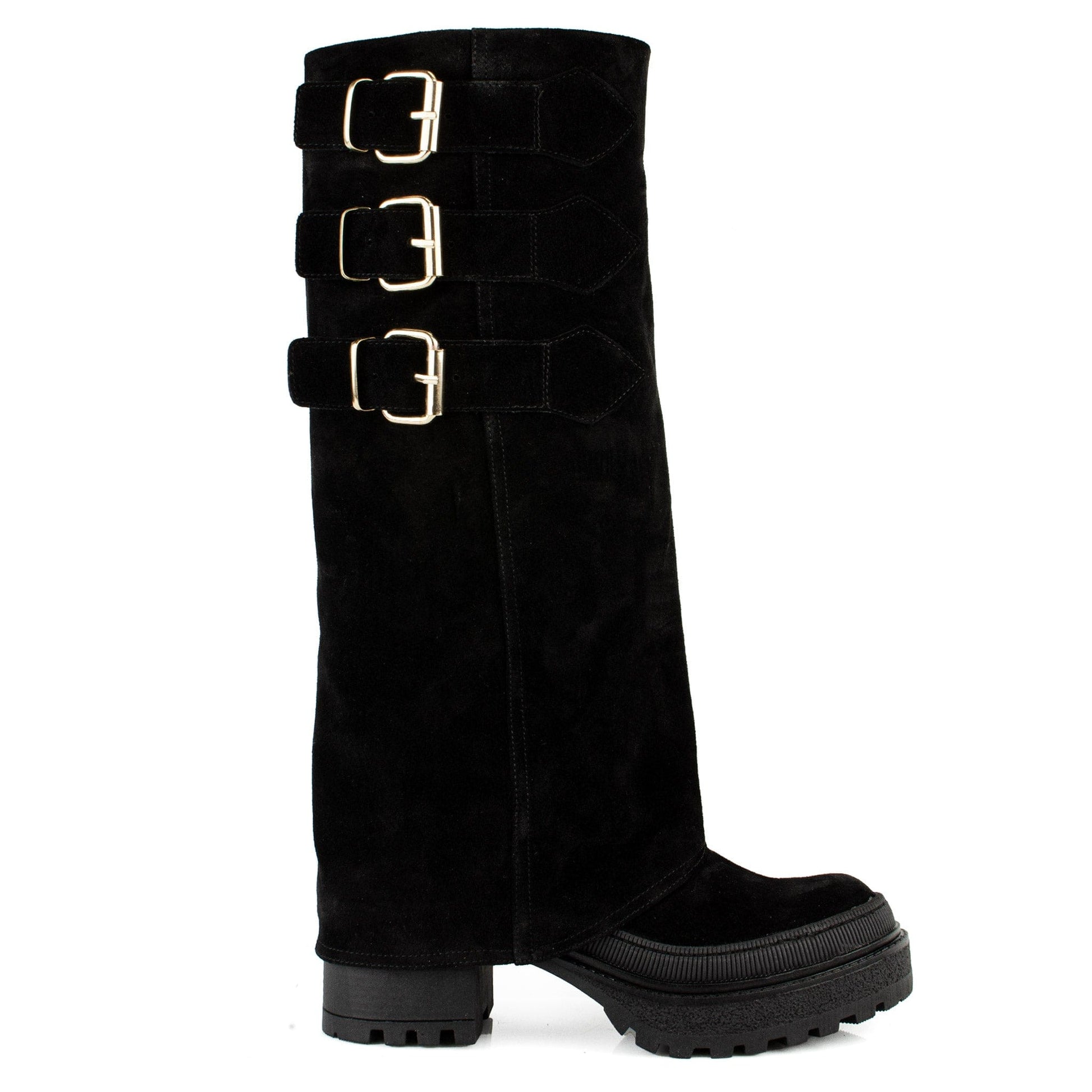 DARIS ДАМСКИ ОБУВКИ Лимитирани дамски велурени ботуши в черно w654