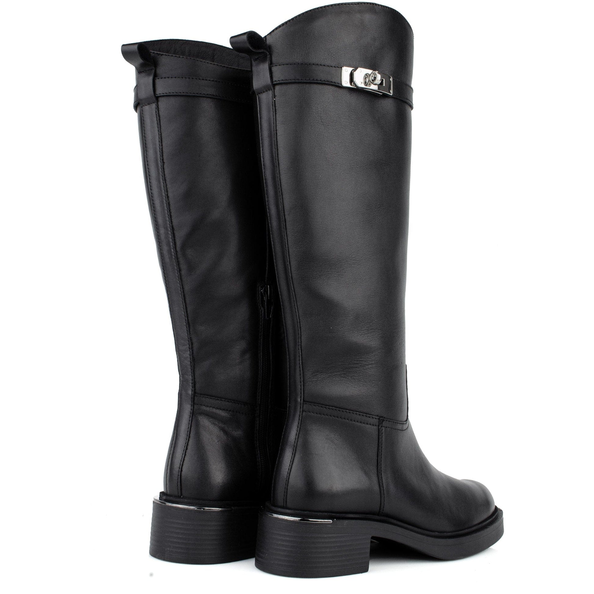 DARIS ДАМСКИ ОБУВКИ Дамски кожени ботуши в черно w656