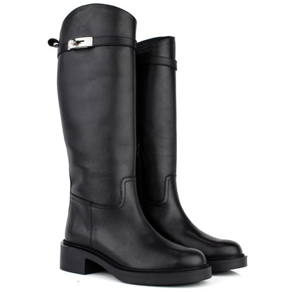 DARIS ДАМСКИ ОБУВКИ Дамски кожени ботуши в черно w656
