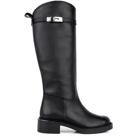 DARIS ДАМСКИ ОБУВКИ Дамски кожени ботуши в черно w656