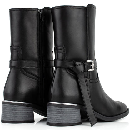 DARIS ДАМСКИ ОБУВКИ Дамски кожени боти с цип в черен цвят w658