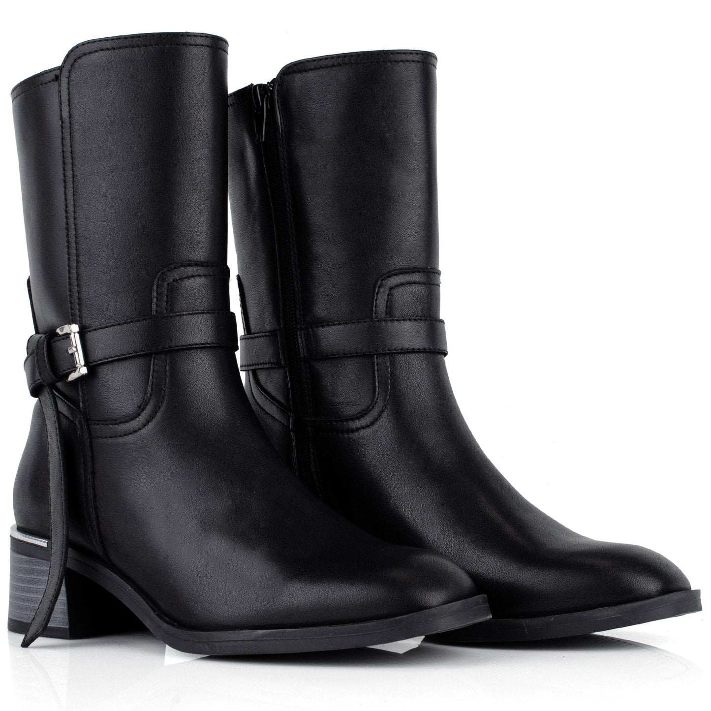 DARIS ДАМСКИ ОБУВКИ Дамски кожени боти с цип в черен цвят w658