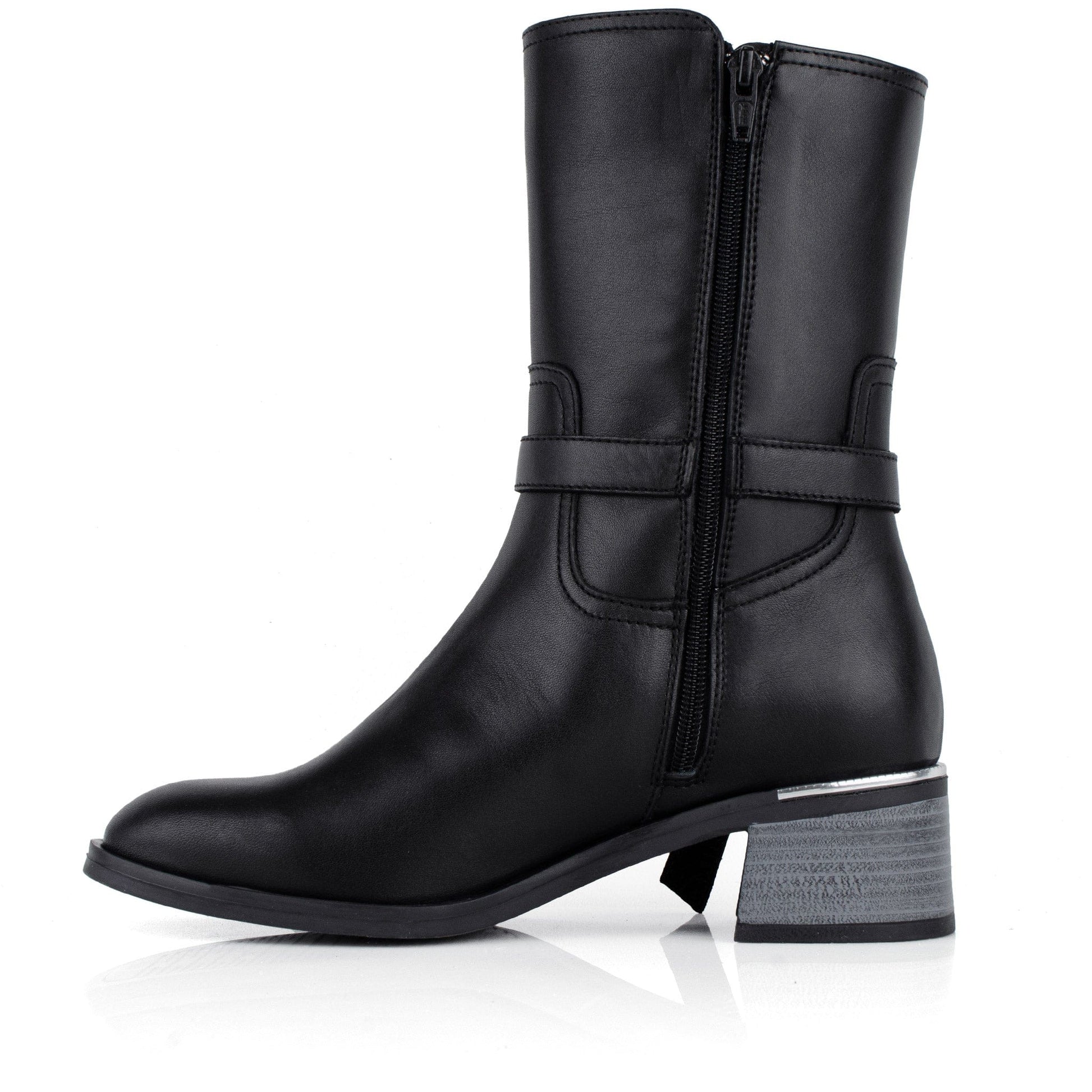 DARIS ДАМСКИ ОБУВКИ Дамски кожени боти с цип в черен цвят w658