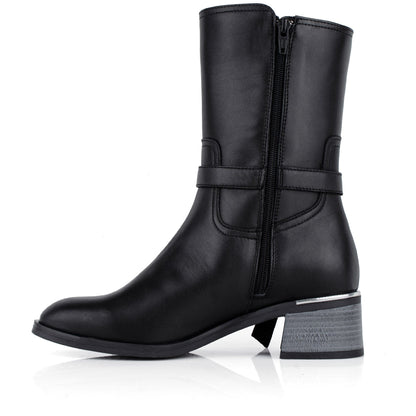 DARIS ДАМСКИ ОБУВКИ Дамски кожени боти с цип в черен цвят w658