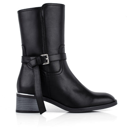DARIS ДАМСКИ ОБУВКИ Дамски кожени боти с цип в черен цвят w658