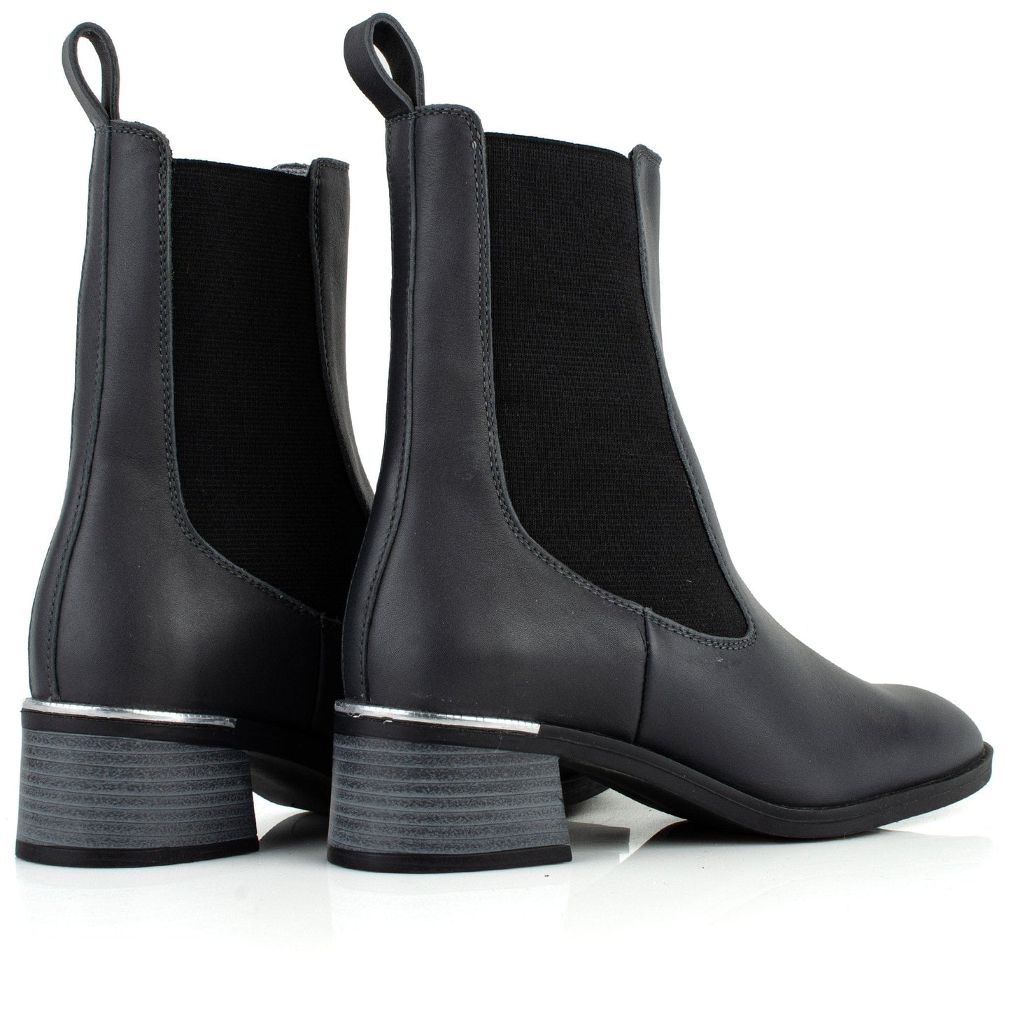 DARIS ДАМСКИ ОБУВКИ Дамски кожени боти с ластик в тъмносиво w661