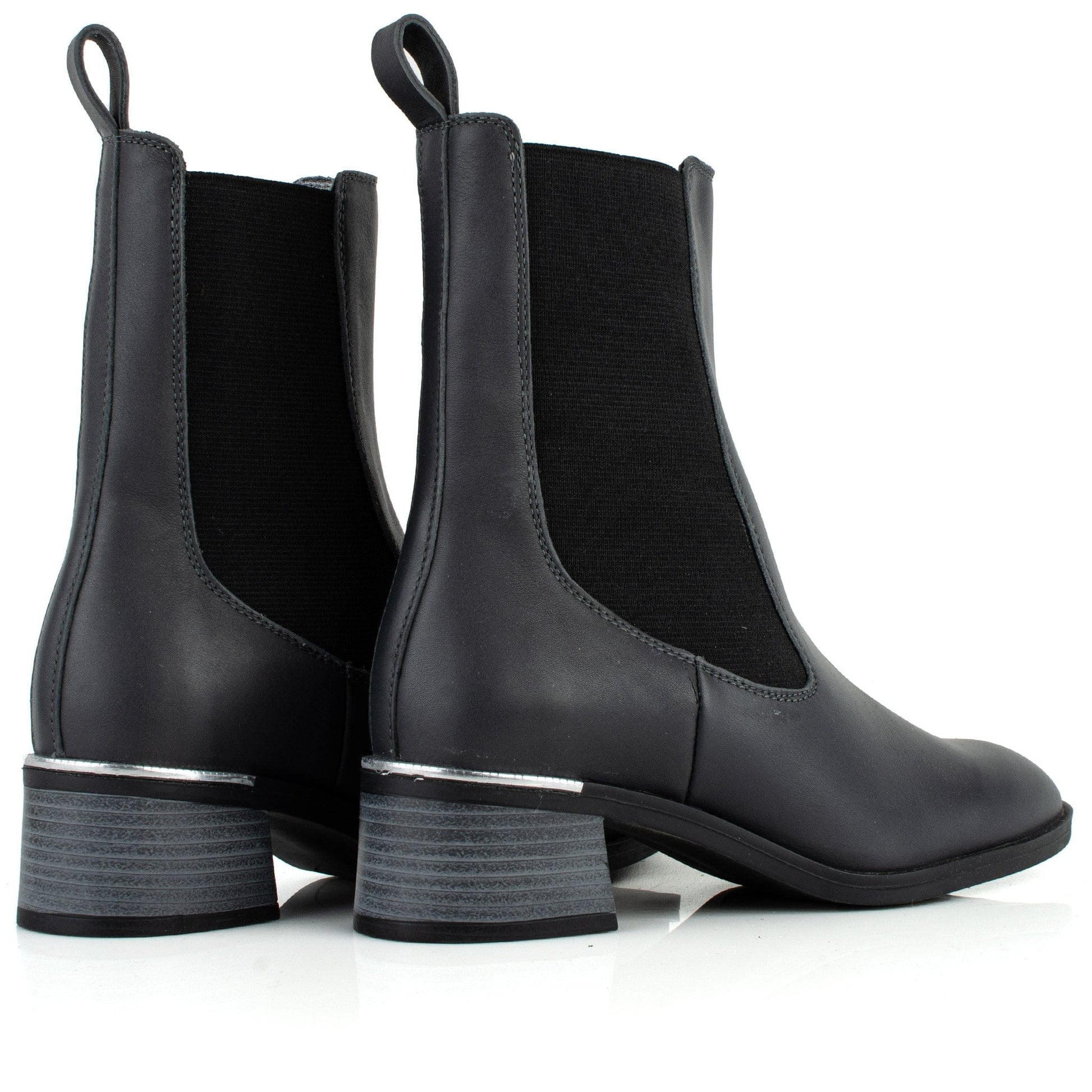 DARIS ДАМСКИ ОБУВКИ Дамски кожени боти с ластик в тъмносиво w661