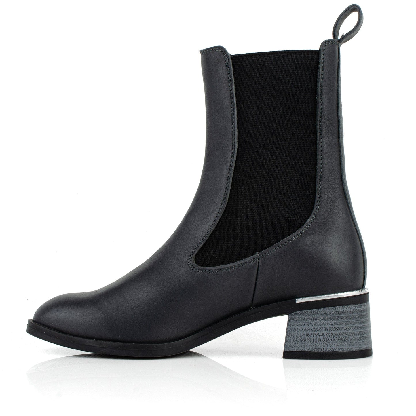 DARIS ДАМСКИ ОБУВКИ Дамски кожени боти с ластик в тъмносиво w661