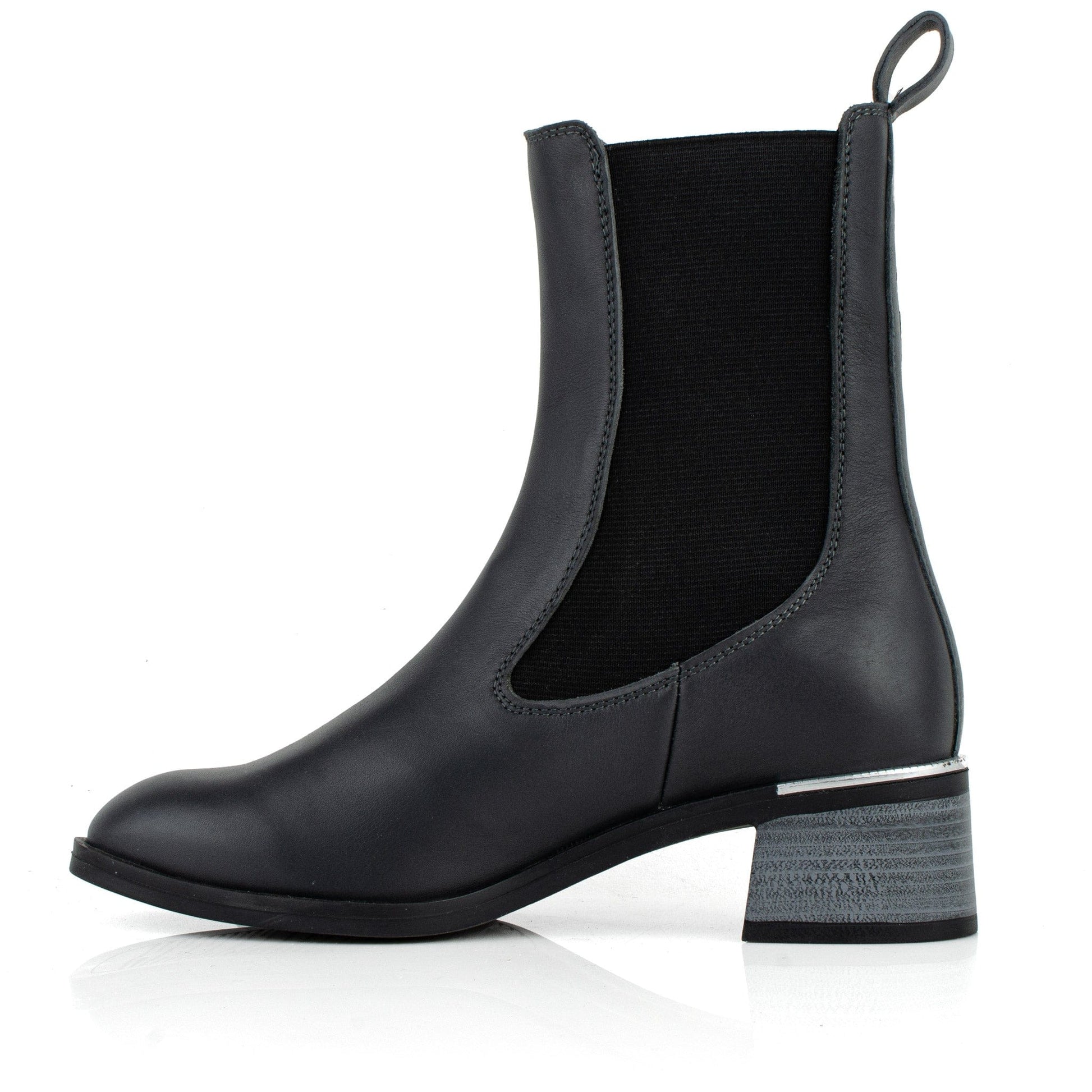 DARIS ДАМСКИ ОБУВКИ Дамски кожени боти с ластик в тъмносиво w661