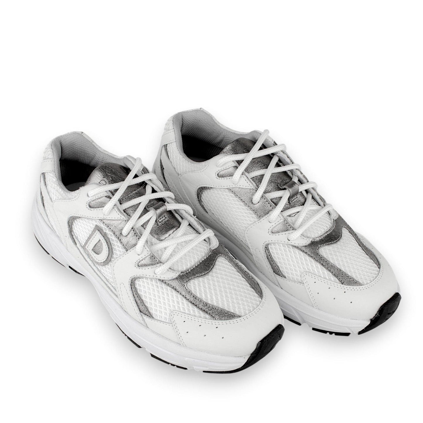 DARIS ДАМСКИ ОБУВКИ Олекотени дамски кожени сникърси в бяло и сребърно w663