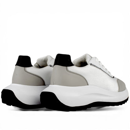 DARIS ДАМСКИ ОБУВКИ Олекотени дамски кожени сникърси в бяло, черно и сиво с текстил w668