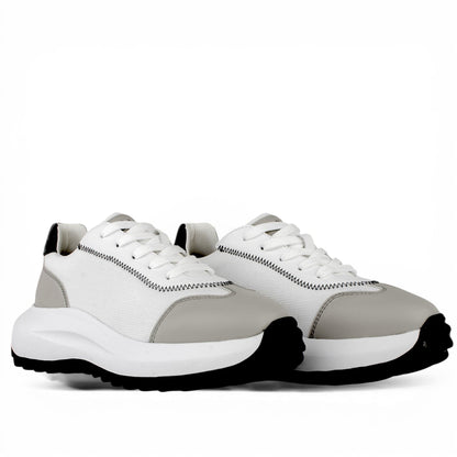 DARIS ДАМСКИ ОБУВКИ Олекотени дамски кожени сникърси в бяло, черно и сиво с текстил w668