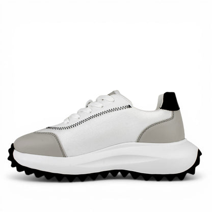 DARIS ДАМСКИ ОБУВКИ Олекотени дамски кожени сникърси в бяло, черно и сиво с текстил w668