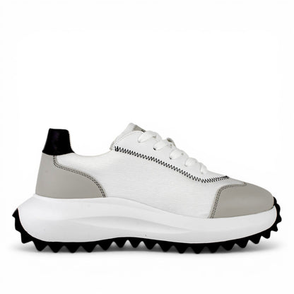 DARIS ДАМСКИ ОБУВКИ Олекотени дамски кожени сникърси в бяло, черно и сиво с текстил w668