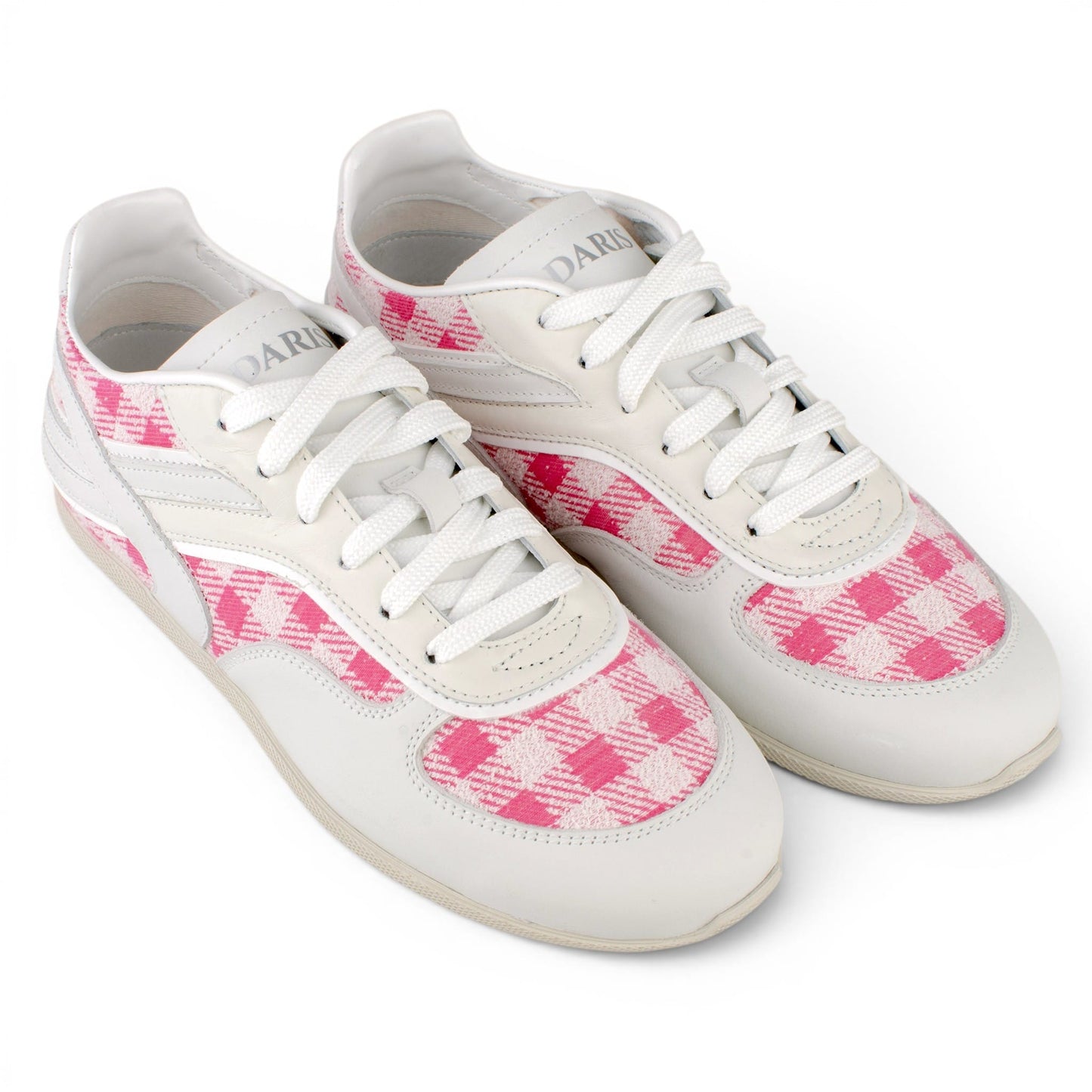 DARIS ДАМСКИ ОБУВКИ Олекотени дамски кожени сникърси от кожа и текстил w682-1 в бяло и розово