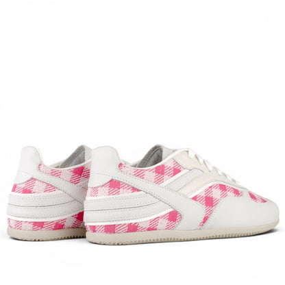 DARIS ДАМСКИ ОБУВКИ Олекотени дамски кожени сникърси от кожа и текстил w682-1 в бяло и розово