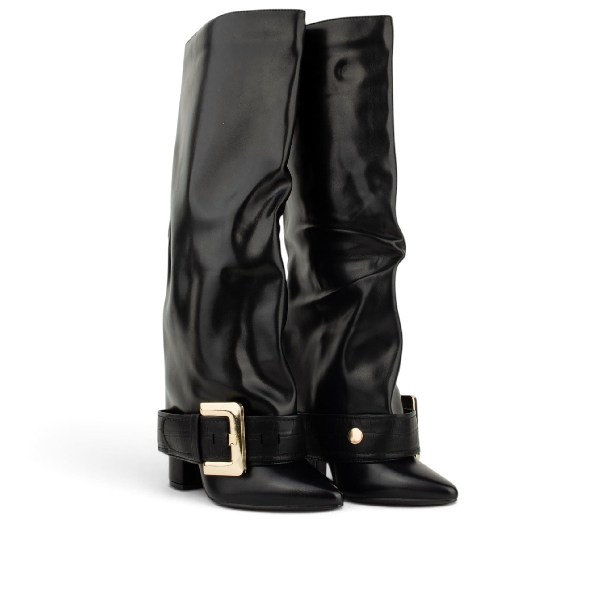 TULIPANO ДАМСКИ ОБУВКИ Дамски ботуши от еко кожа с обърнат дизайн AE9A