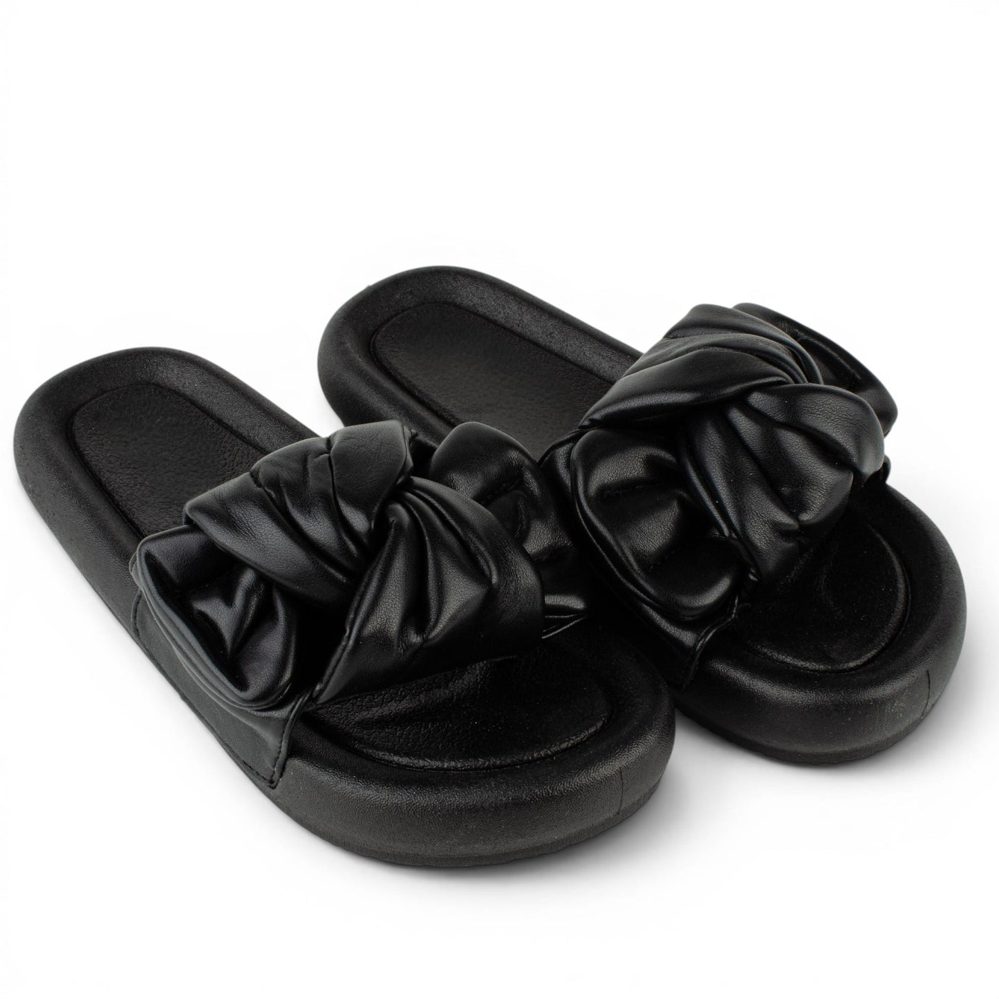 TULIPANO ДАМСКИ ОБУВКИ Дамски чехли от еко кожа в черно BLACK-1
