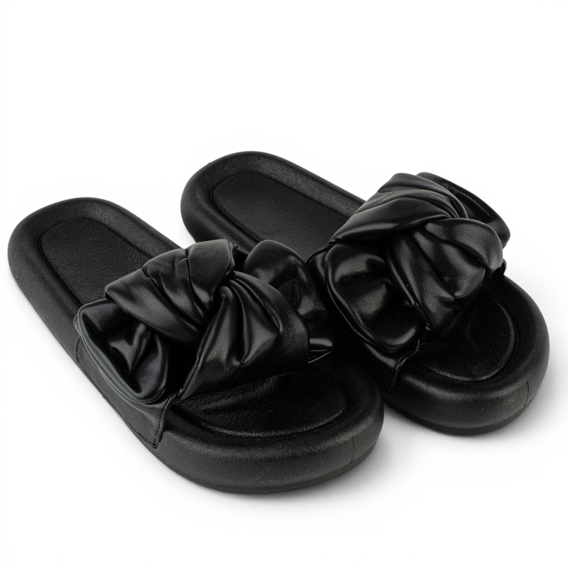 TULIPANO ДАМСКИ ОБУВКИ Дамски чехли от еко кожа в черно BLACK-1