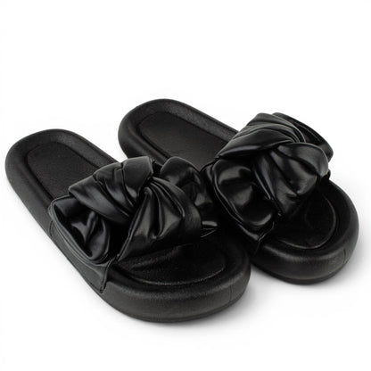 TULIPANO ДАМСКИ ОБУВКИ Дамски чехли от еко кожа в черно BLACK-1