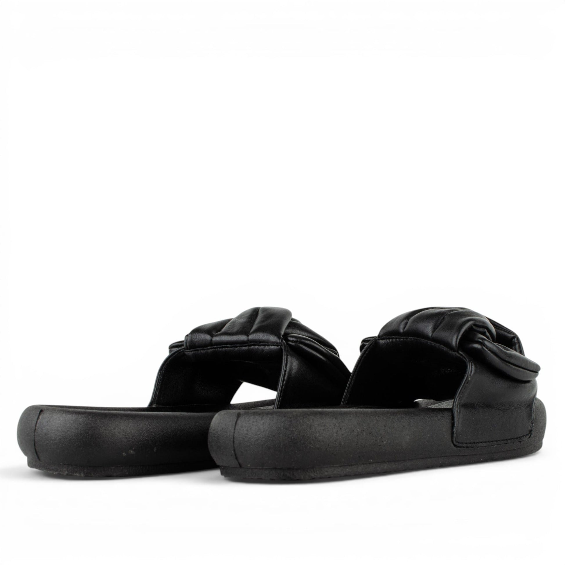 TULIPANO ДАМСКИ ОБУВКИ Дамски чехли от еко кожа в черно BLACK-1