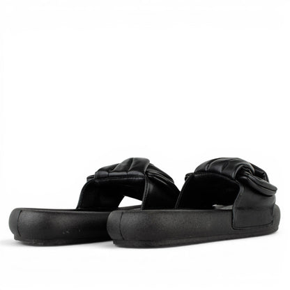 TULIPANO ДАМСКИ ОБУВКИ Дамски чехли от еко кожа в черно BLACK-1